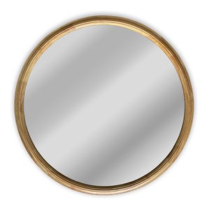 Chloe Lighting Reflection 36&quot Round Wood Framed Wall Mirror in Maple