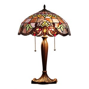 Chloe Lighting Elena 16&quot 2-Light Victorian Stained Glass Table Lamp in Bronze