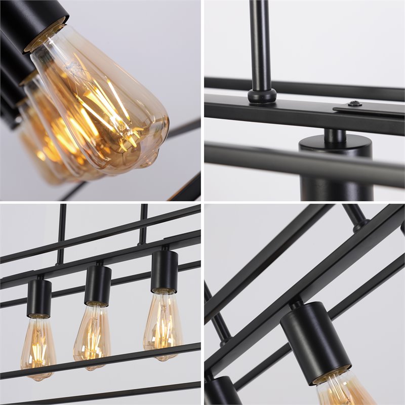 Chloe Lighting Ironclad 5-Light Metal Island Pendant in Matte Black