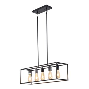 Chloe Lighting Ironclad 5-Light Metal Island Pendant in Matte Black