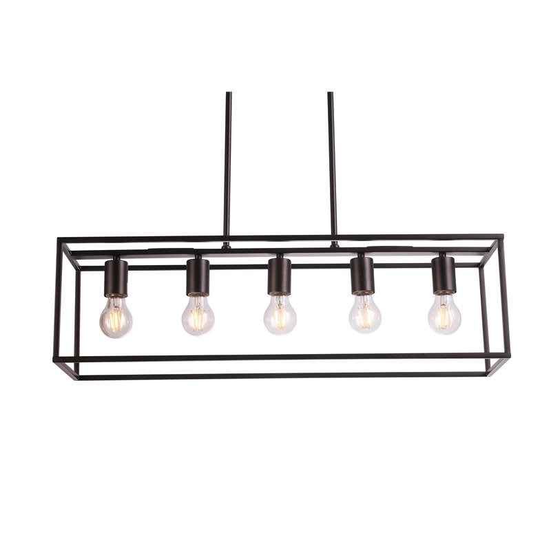 Chloe Lighting Ironclad 5-Light Metal Island Pendant in Oil Rubbed Bronze