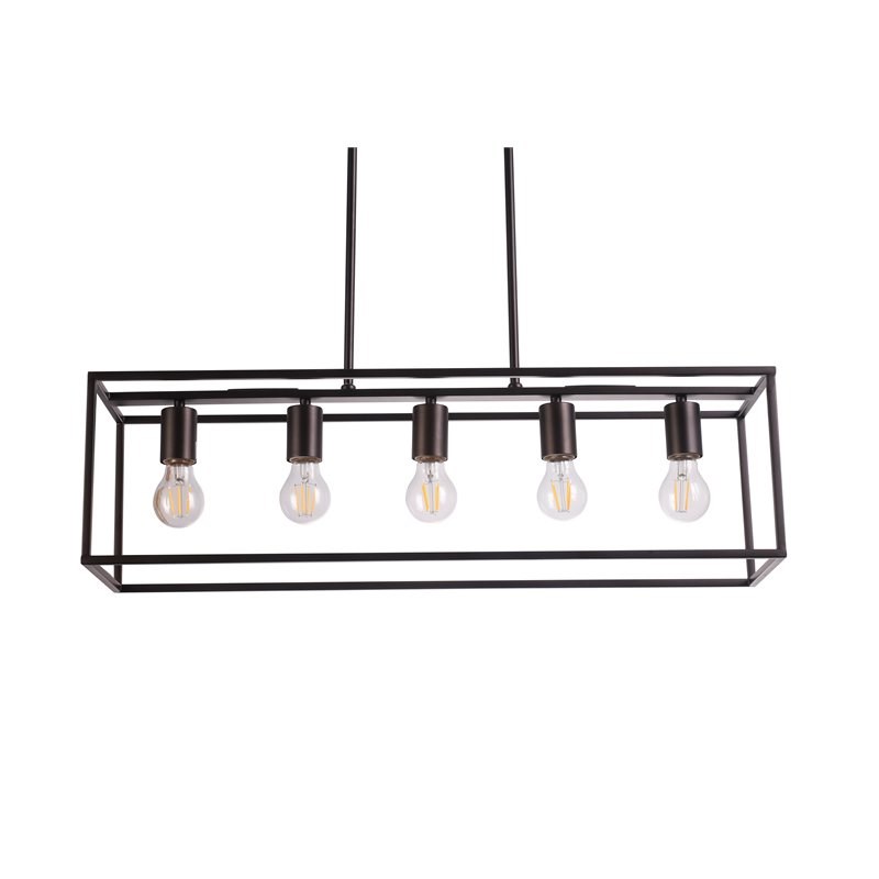 Chloe Lighting Ironclad 5-Light Metal Island Pendant in Oil Rubbed Bronze