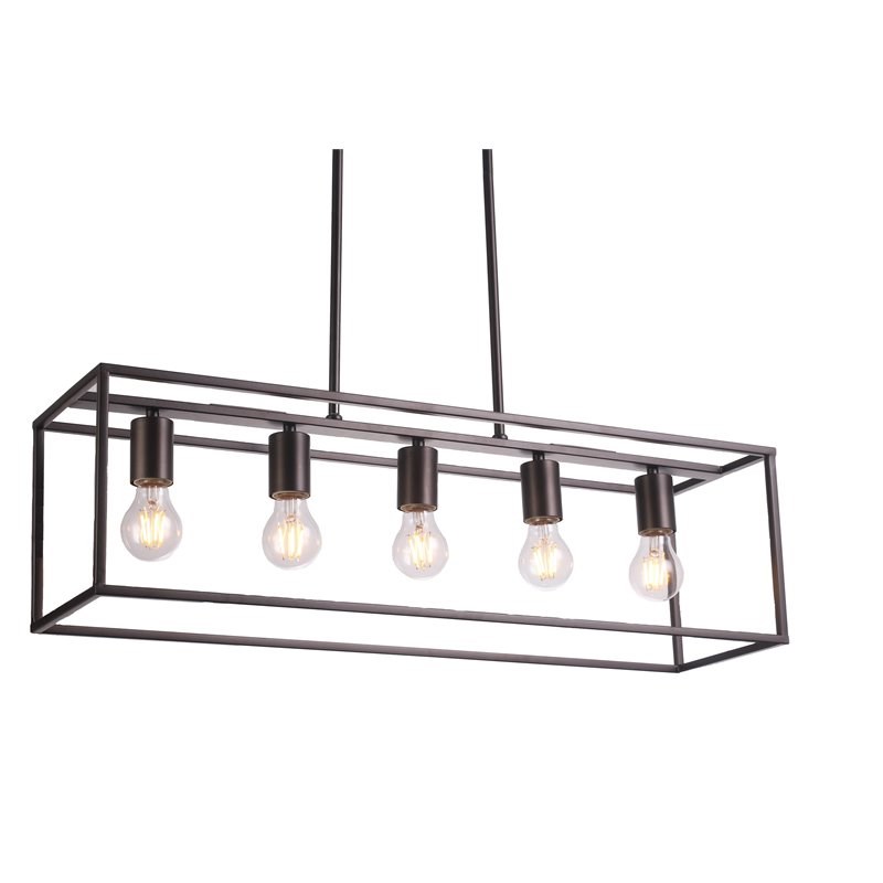 Chloe Lighting Ironclad 5-Light Metal Island Pendant in Oil Rubbed Bronze