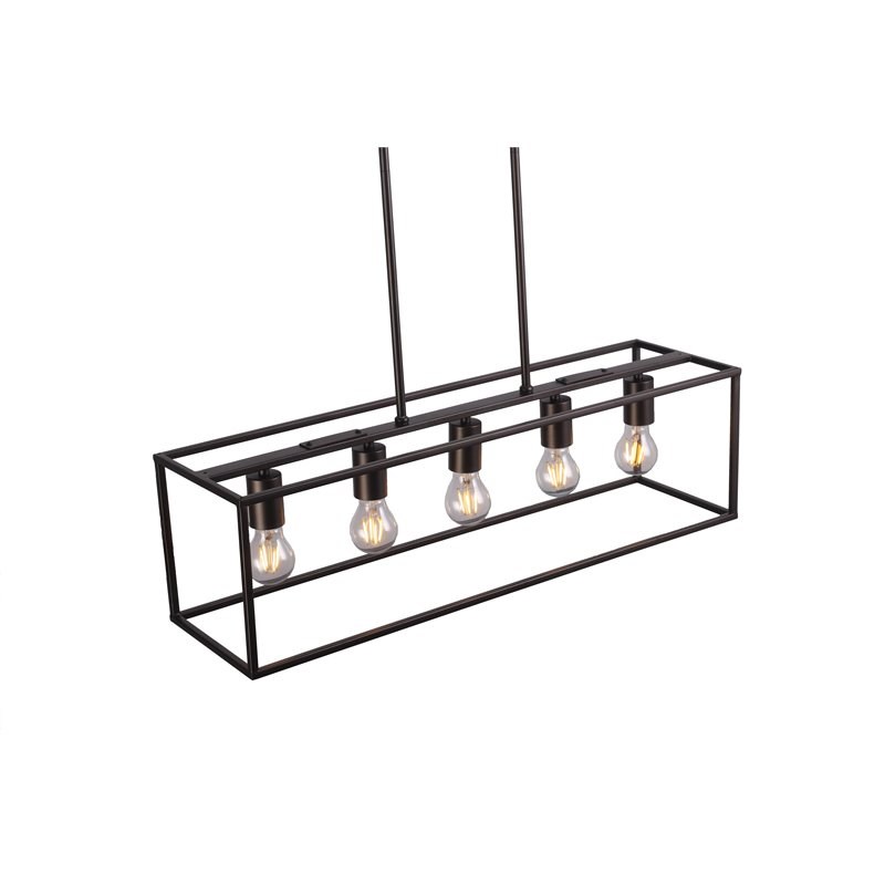 Chloe Lighting Ironclad 5-Light Metal Island Pendant in Oil Rubbed Bronze