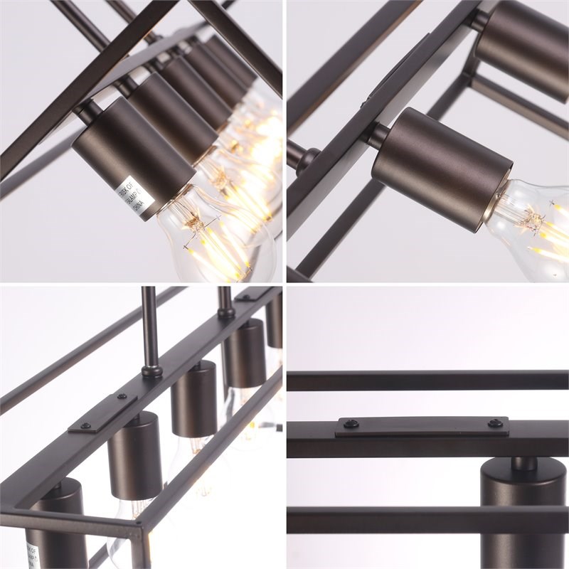 Chloe Lighting Ironclad 5-Light Metal Island Pendant in Oil Rubbed Bronze