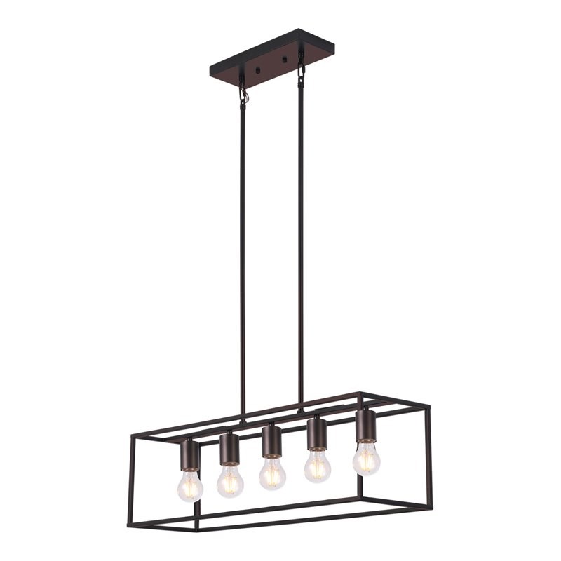 Chloe Lighting Ironclad 5-Light Metal Island Pendant in Oil Rubbed Bronze