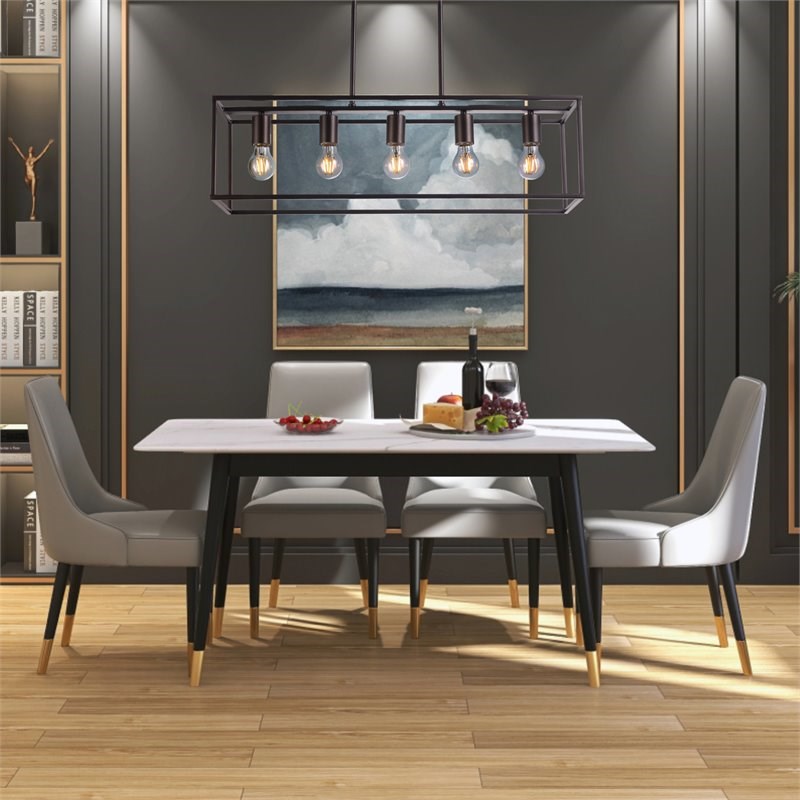 Chloe Lighting Ironclad 5-Light Metal Island Pendant in Oil Rubbed Bronze