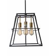 Chloe Lighting Ironclad 4-Light Trapezoid Metal Ceiling Pendant in Black/Gold