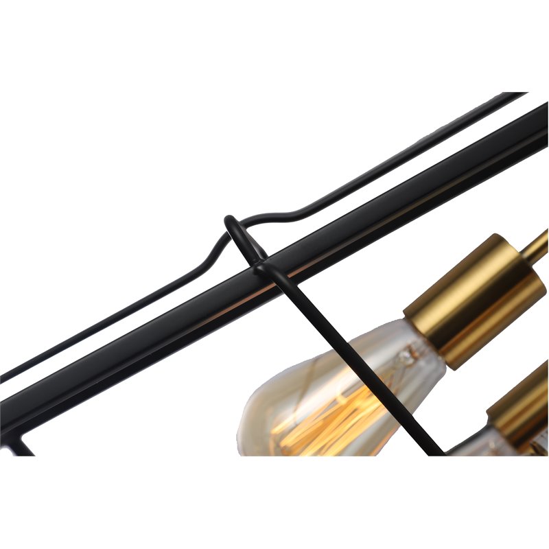 Chloe Lighting Ironclad 4-Light Trapezoid Metal Ceiling Pendant in Black/Gold