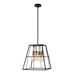Chloe Lighting Ironclad 4-Light Trapezoid Metal Ceiling Pendant in Black/Gold