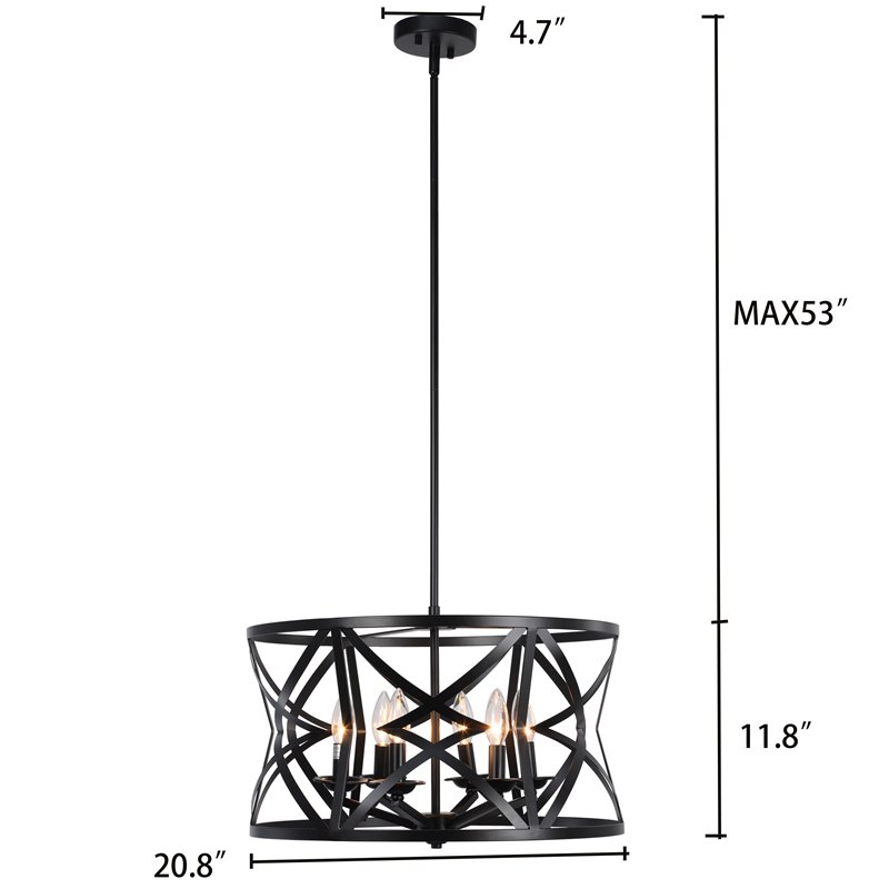Chloe Lighting Alina 5-Light Metal Ceiling Pendant in Matte Black