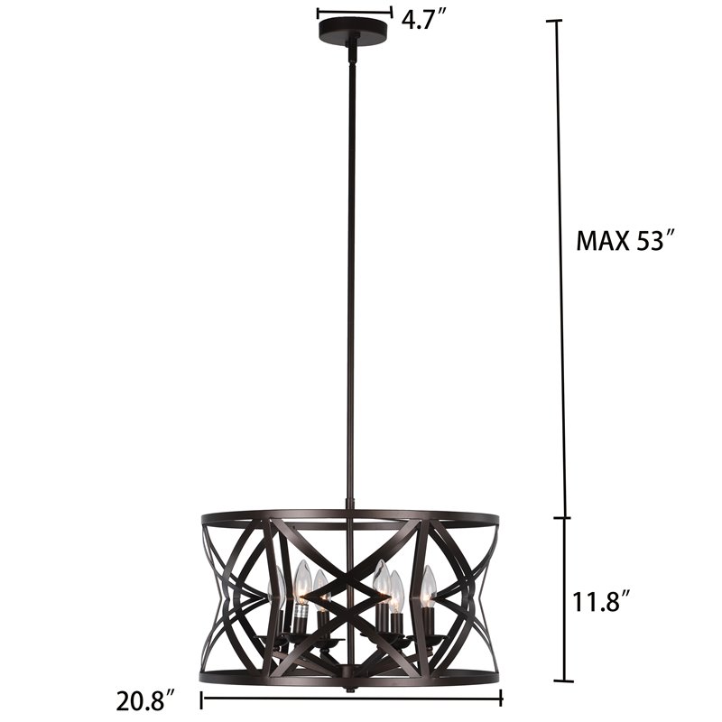 Chloe Lighting Alina 5-Light Metal Ceiling Pendant in Oil Rubbed Bronze