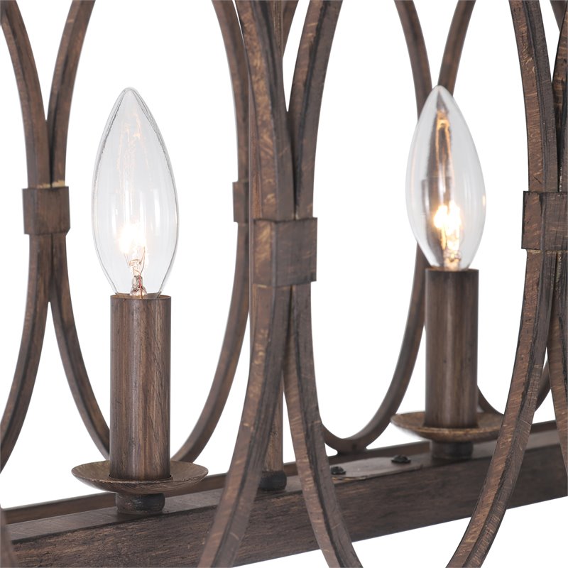 Chloe Lighting Indigo 6-Light Metal Ceiling Pendant in Antique Wood