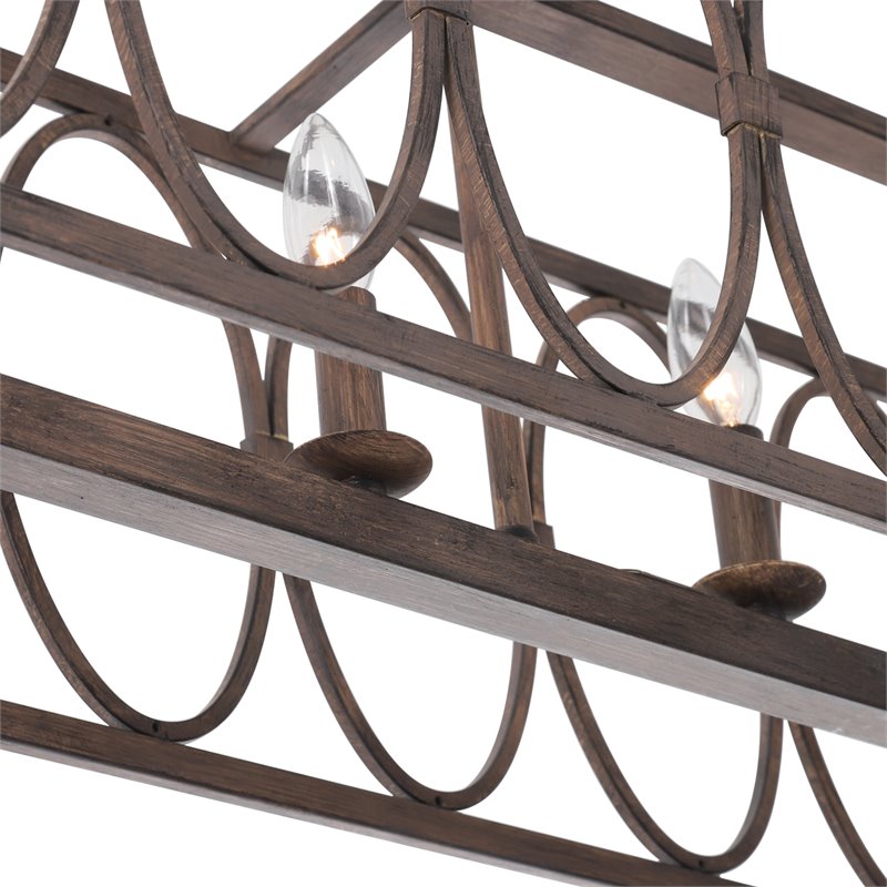 Chloe Lighting Indigo 6-Light Metal Ceiling Pendant in Antique Wood