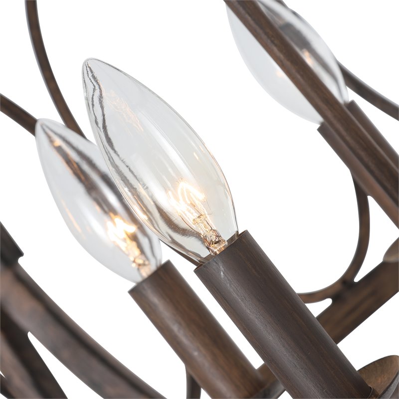 Chloe Lighting Navy 5-Light Metal Ceiling Pendant in Antique Wood