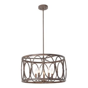 Chloe Lighting Navy 5-Light Metal Ceiling Pendant in Antique Wood