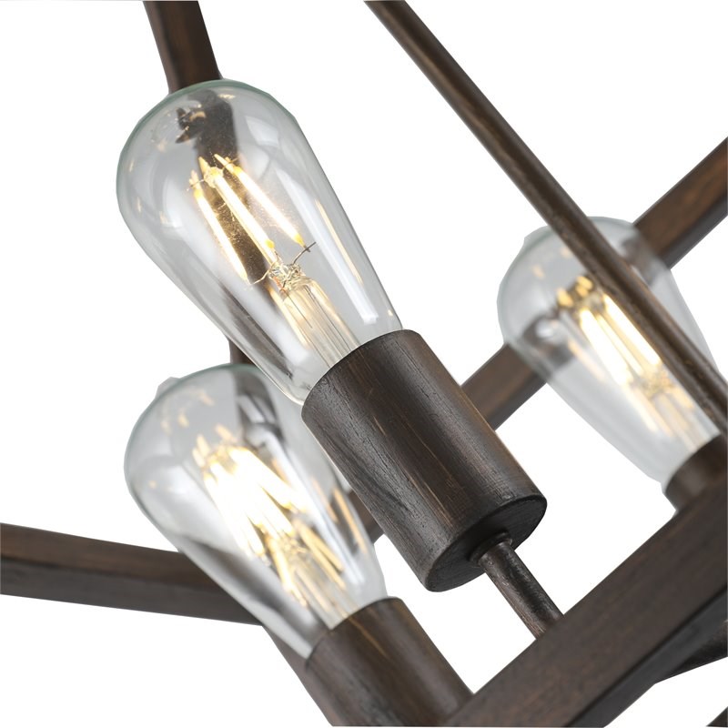 Chloe Lighting Ryder 5-Light Metal Hanging Ceiling Pendant in Antique Wood