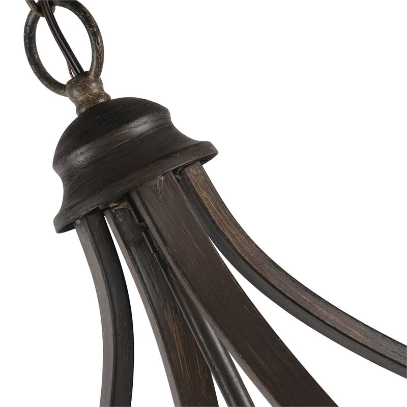 Chloe Lighting Ryder 5-Light Metal Hanging Ceiling Pendant in Antique Wood