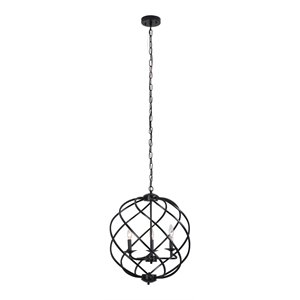 chloe lighting jericho 3-light metal ceiling pendant in matte black
