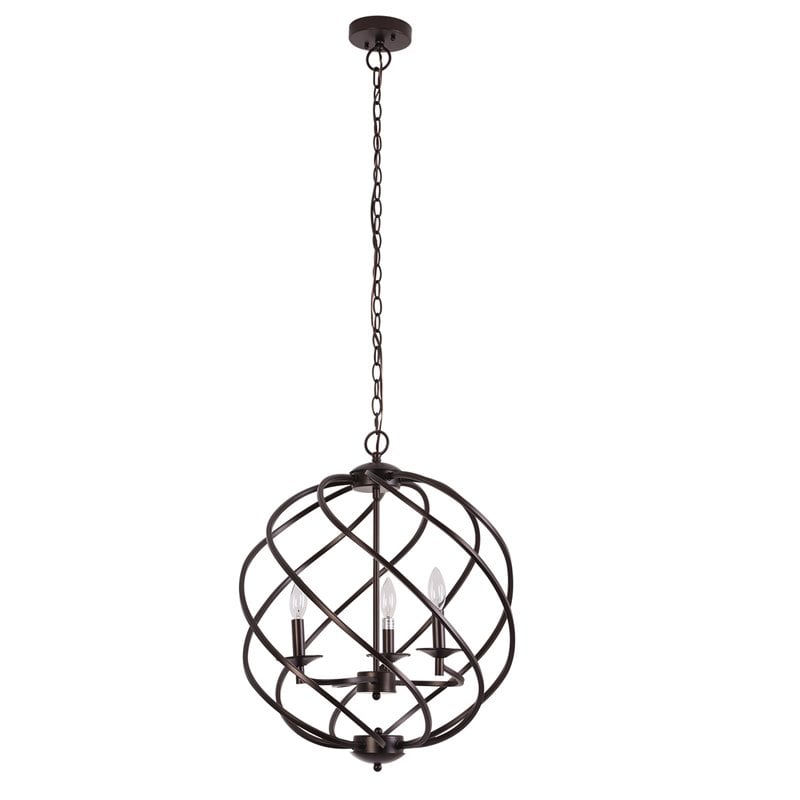 Chloe Lighting Jericho 3-Light Metal Ceiling Pendant in Oil Rubbed Bronze