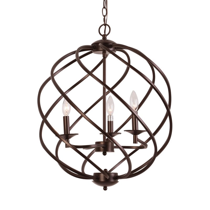 Chloe Lighting Jericho 3-Light Metal Ceiling Pendant in Oil Rubbed Bronze