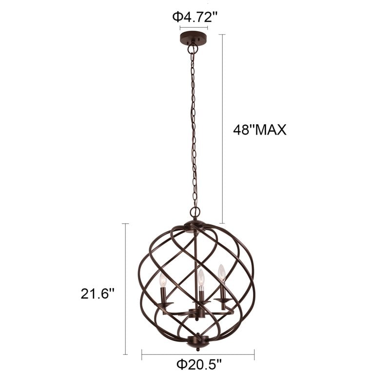 Chloe Lighting Jericho 3-Light Metal Ceiling Pendant in Oil Rubbed Bronze