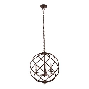 chloe lighting jericho 3-light metal ceiling pendant in oil rubbed bronze