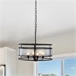 Chloe Lighting Sienna 4-Light Glass Metal Ceiling Pendant in Matte Black