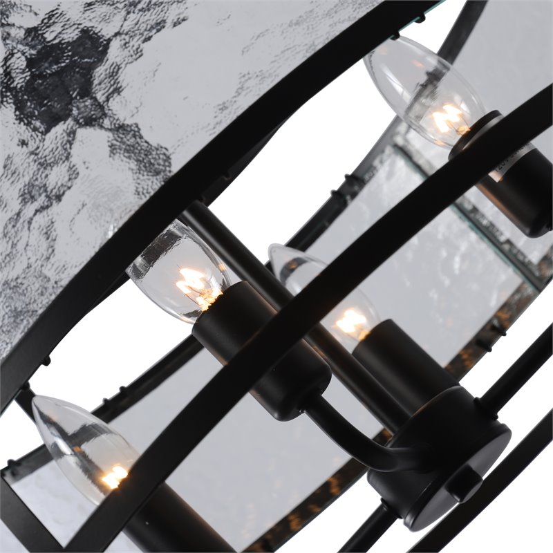 Chloe Lighting Sienna 4-Light Glass Metal Ceiling Pendant in Matte Black
