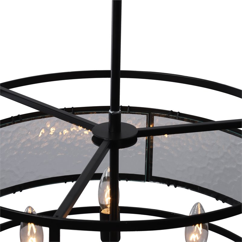 Chloe Lighting Sienna 4-Light Glass Metal Ceiling Pendant in Matte Black