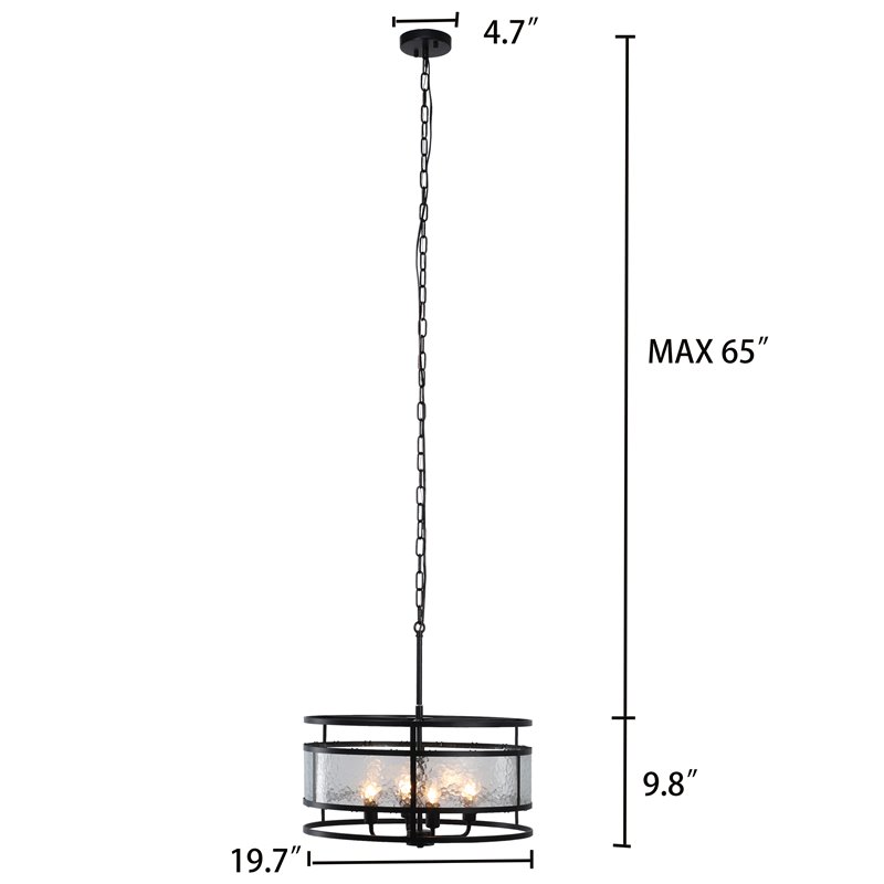 Chloe Lighting Sienna 4-Light Glass Metal Ceiling Pendant in Matte Black