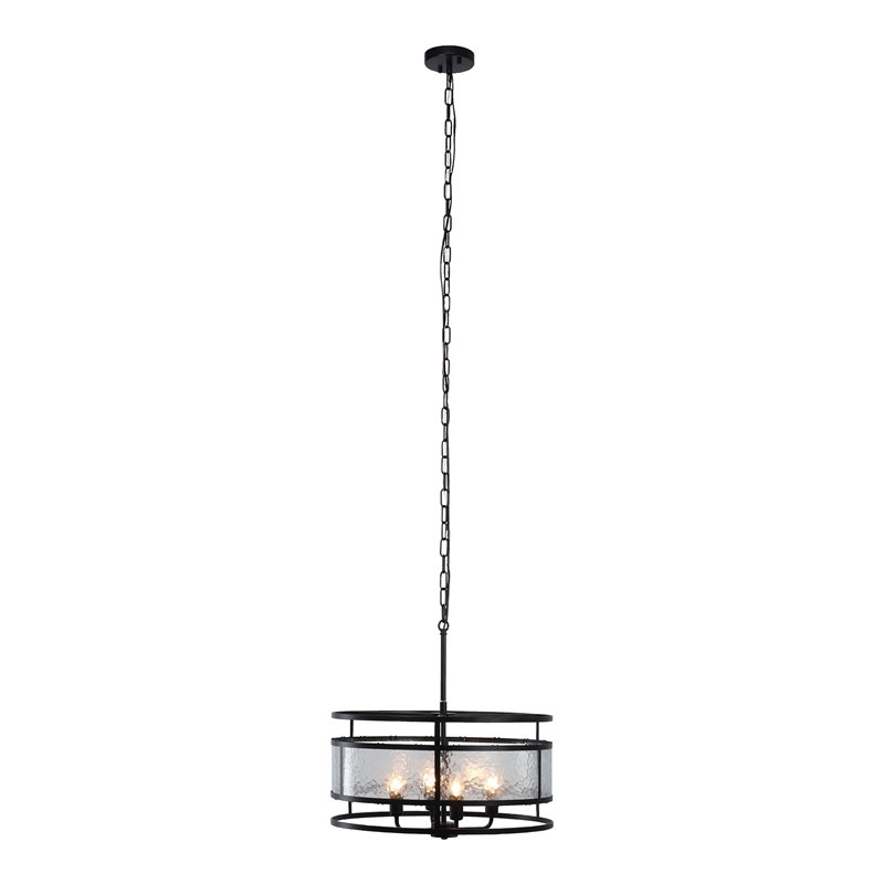 Chloe Lighting Sienna 4-Light Glass Metal Ceiling Pendant in Matte Black