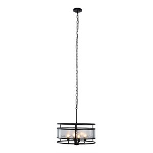Chloe Lighting Sienna 4-Light Glass Metal Ceiling Pendant in Matte Black