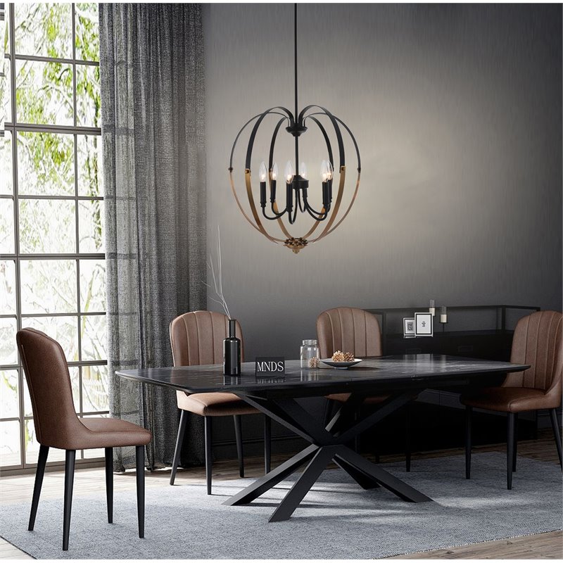 Chloe Lighting Winona 6-Light Metal Hanging Ceiling Pendant in Black/Brass