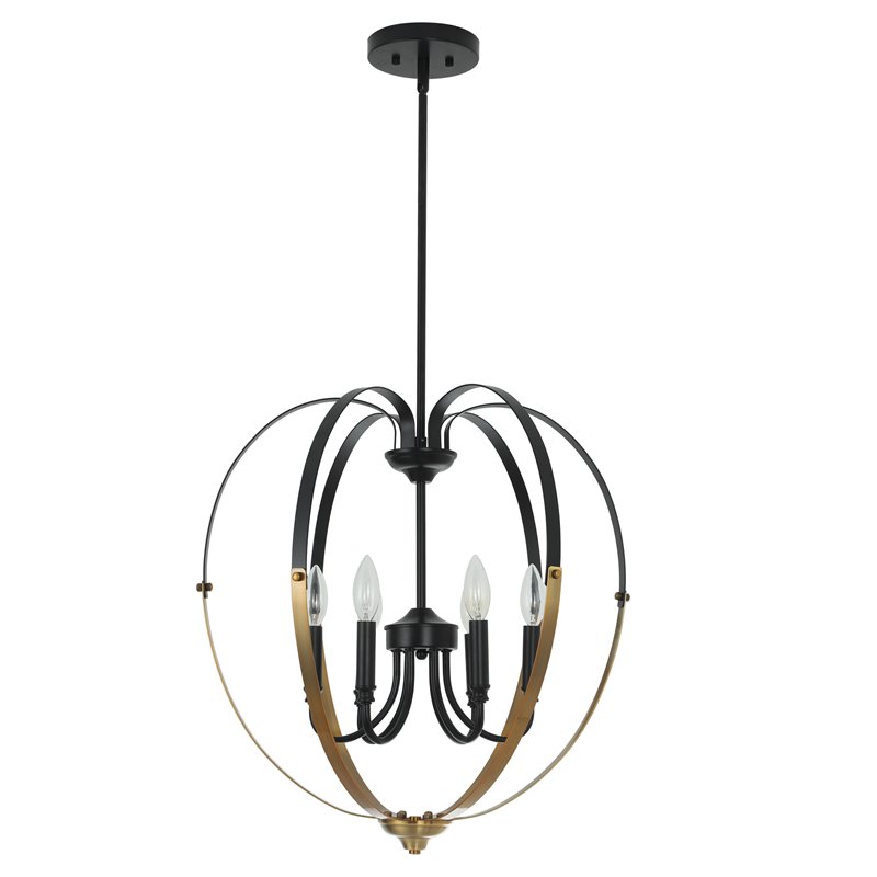 Chloe Lighting Winona 6-Light Metal Hanging Ceiling Pendant in Black/Brass