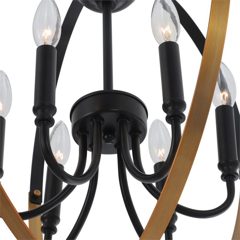 Chloe Lighting Winona 6-Light Metal Hanging Ceiling Pendant in Black/Brass