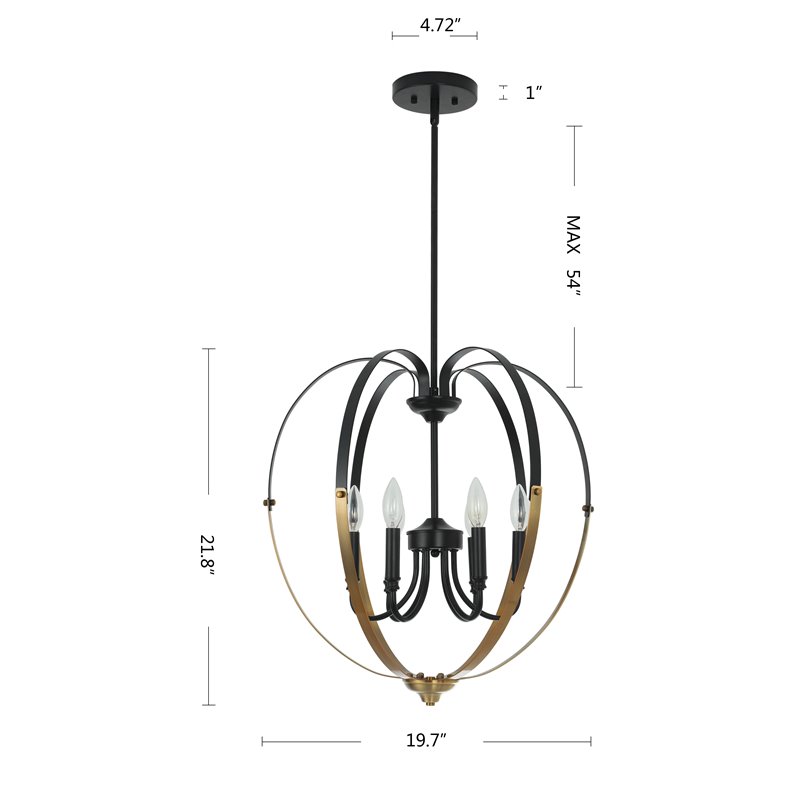 Chloe Lighting Winona 6-Light Metal Hanging Ceiling Pendant in Black/Brass