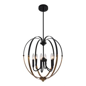 Chloe Lighting Winona 6-Light Metal Hanging Ceiling Pendant in Black/Brass