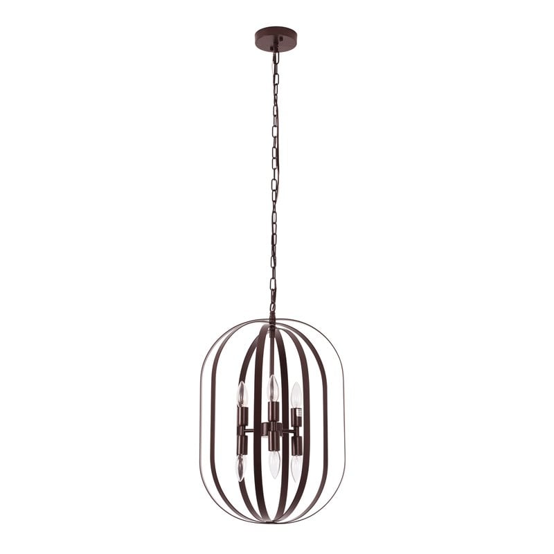 Chloe Lighting Pepper 6-Light Metal Hanging Ceiling Pendant in Bronze
