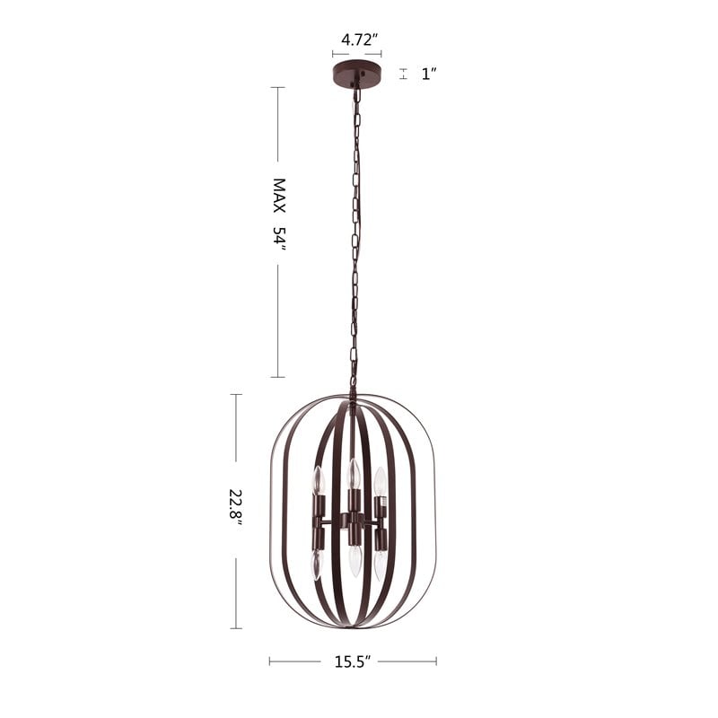 Chloe Lighting Pepper 6-Light Metal Hanging Ceiling Pendant in Bronze