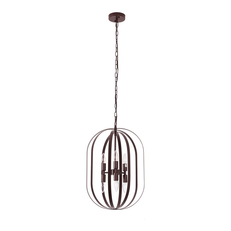 Chloe Lighting Pepper 6-Light Metal Hanging Ceiling Pendant in Bronze