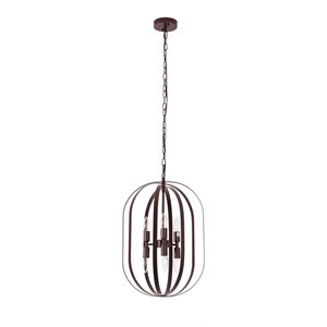 Chloe Lighting Pepper 6-Light Metal Hanging Ceiling Pendant in Bronze