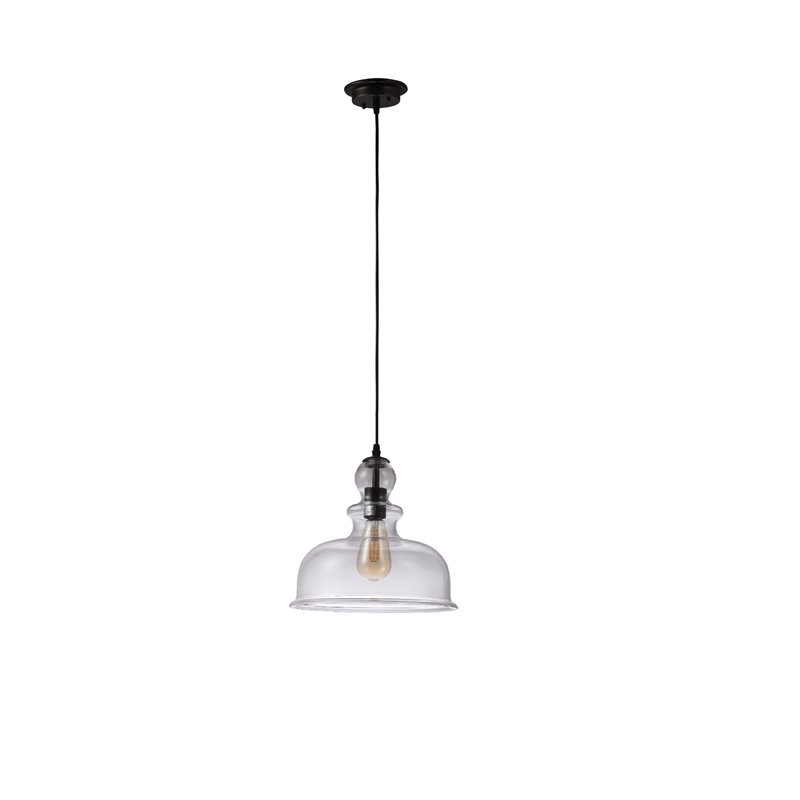 Chloe Lighting Tilian 1-Light Glass Metal Ceiling Pendant in Oil Rubbed Bronze