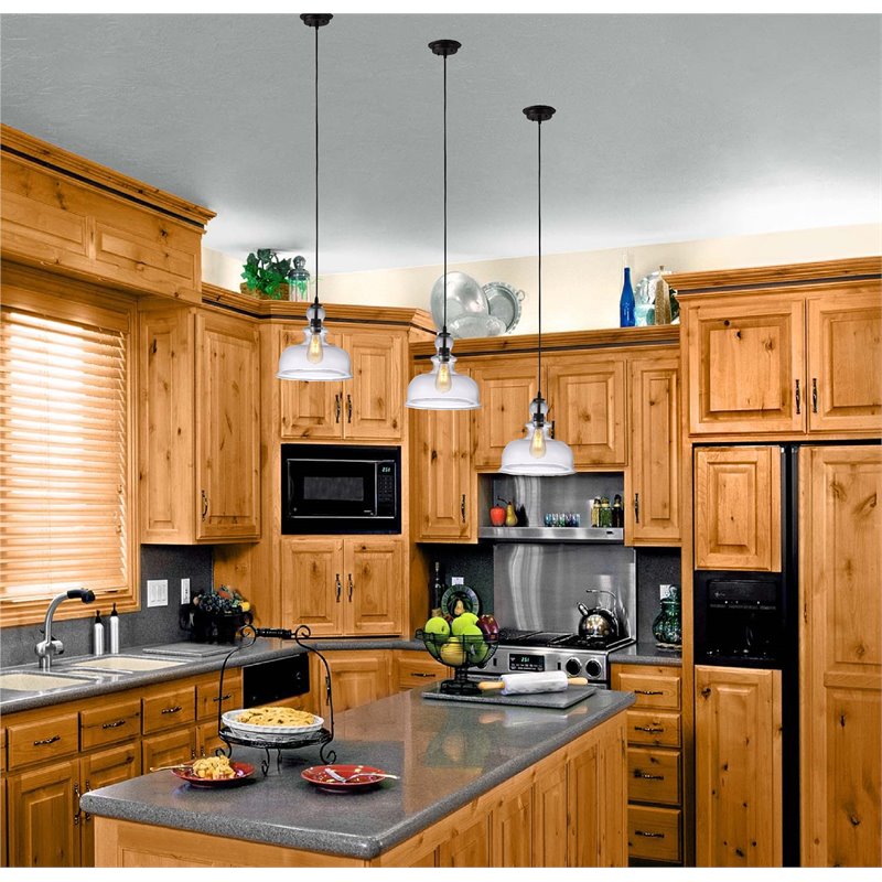 Chloe Lighting Tilian 1-Light Glass Metal Ceiling Pendant in Oil Rubbed Bronze