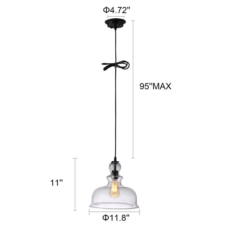Chloe Lighting Tilian 1-Light Glass Metal Ceiling Pendant in Oil Rubbed Bronze