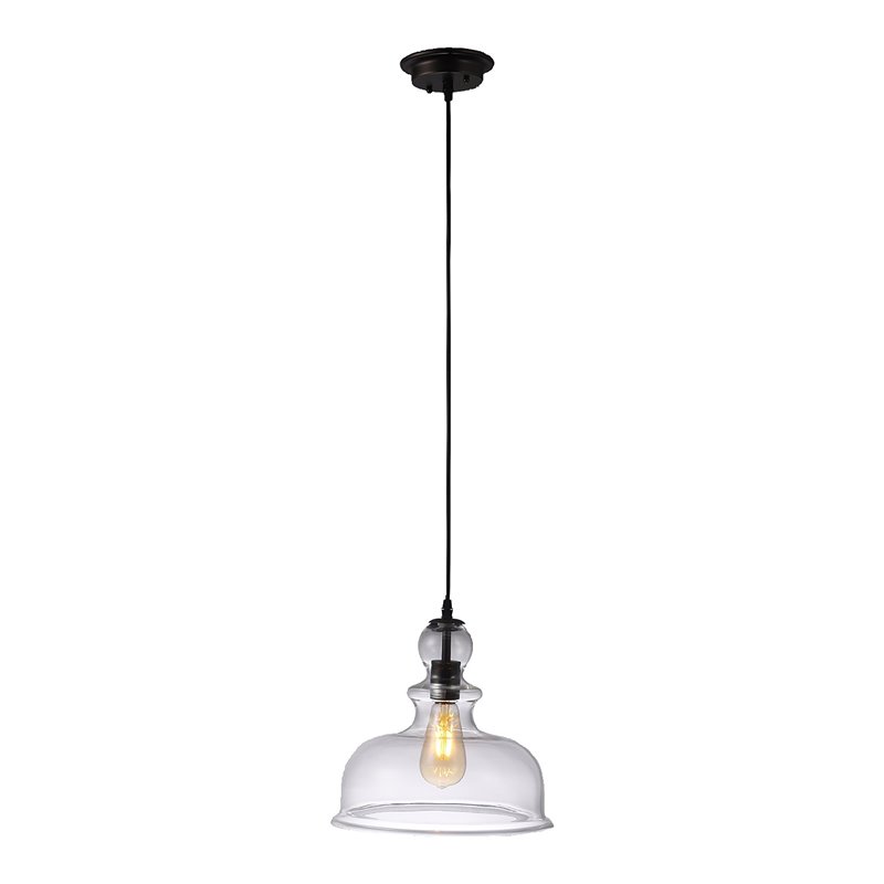 Chloe Lighting Tilian 1-Light Glass Metal Ceiling Pendant in Oil Rubbed Bronze
