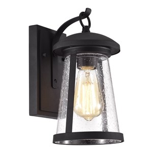 Chloe Lighting Freya 11&quot 1-Light Steel and Glass Outdoor Wall Sconce in Black