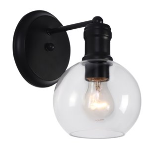 Chloe Lighting Oxa 6&quot 1-Light Indoor Glass and Metal Wall Sconce in Matte Black