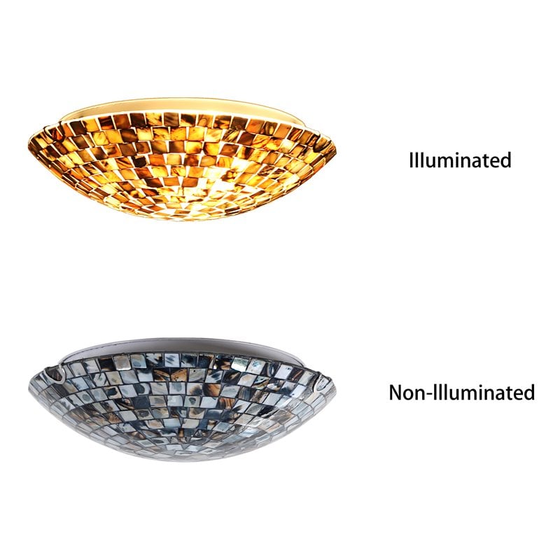 Chloe Lighting Crown 2-Light Metal Ceiling-Flush Fixture in Seashell