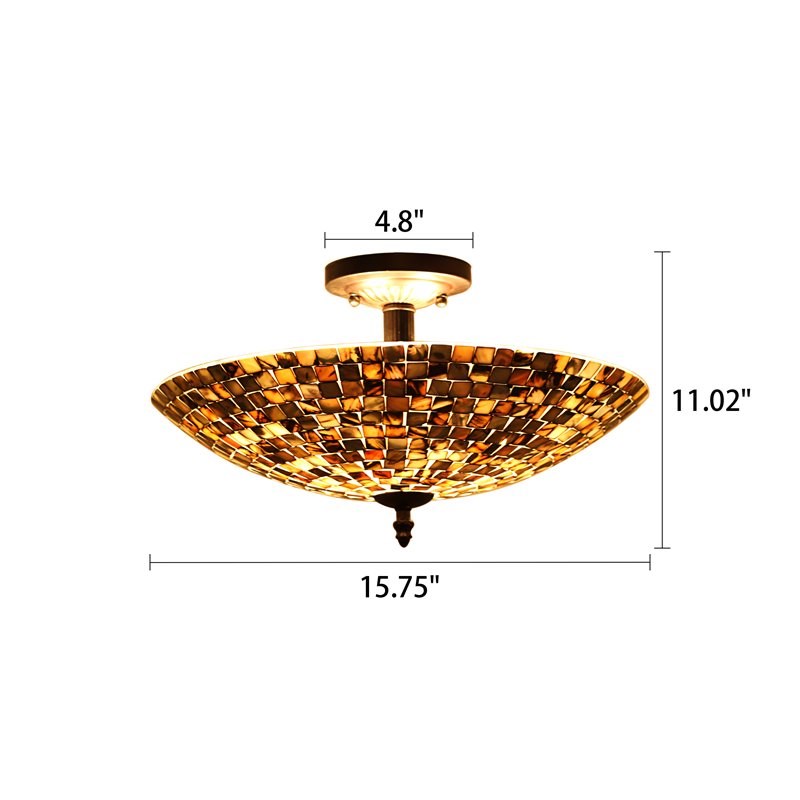 Chloe Lighting Crown 2-Light Metal Semi-Flush in Ceiling Fixture Seashell